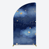 Lofaris Starry Navy Blue Night Clouds Birthday Half Moon Arch Backdrop